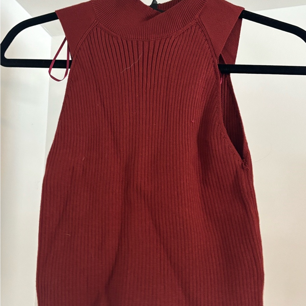 Dynamite Ribbed Knit Tank Top in Deep Red